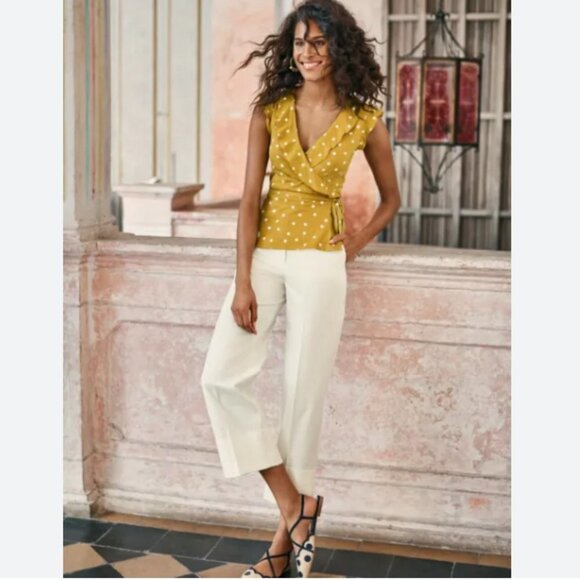 Boden Hambledon Cropped Wide Leg Trouser Pants Cream Size 12 NWT - Picture 1 of 6